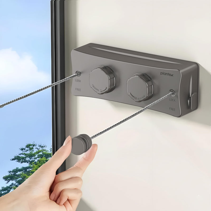 Plantex Retractable Double Row Clothesline/Indoor - Outdoor Clothesline/Lockable Cloths Line - Approx 5.1 Meter (16.73 ft.) - (20 kg Capacity) (Grey)-1