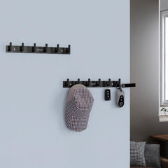 Plantex Aluminum Hook Rail with L-Shape Hooks for Walls of Bathroom/KitchenHook Rail Bar for Clothes/Towel/Keys-Pack of 2 (6 Hooks, Black)-2