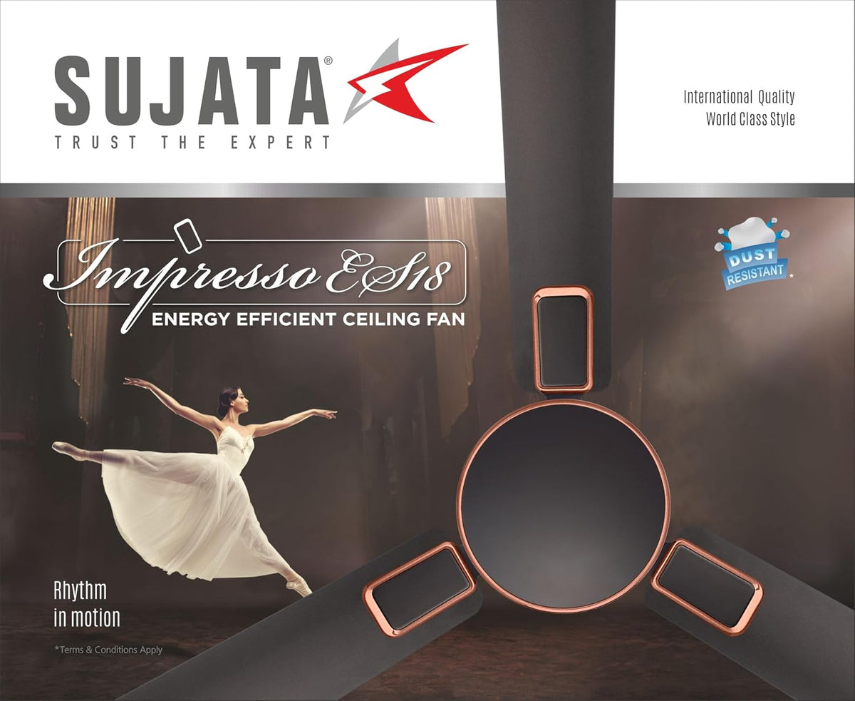 Sujata Impresso ES18 1200 mm Decorative Ceiling Fan (Matt Bronze Copper)-4