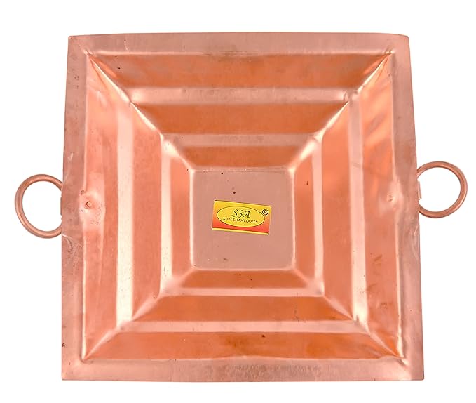 SHIV SHAKTI ARTS Handmade Pure Copper Hawan Kund for Home Puja and Hawan Purpose for Diwali laxmi Pooja Purpose (Small)