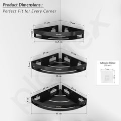 Plantex Corner Shelf for Bathroom Wall/Self Adhesive Bathroom Shelf/Bathroom Corner Shelves self Adhesive/Bathroom Organiser Without Drill- Pack of 3 (Black)-2