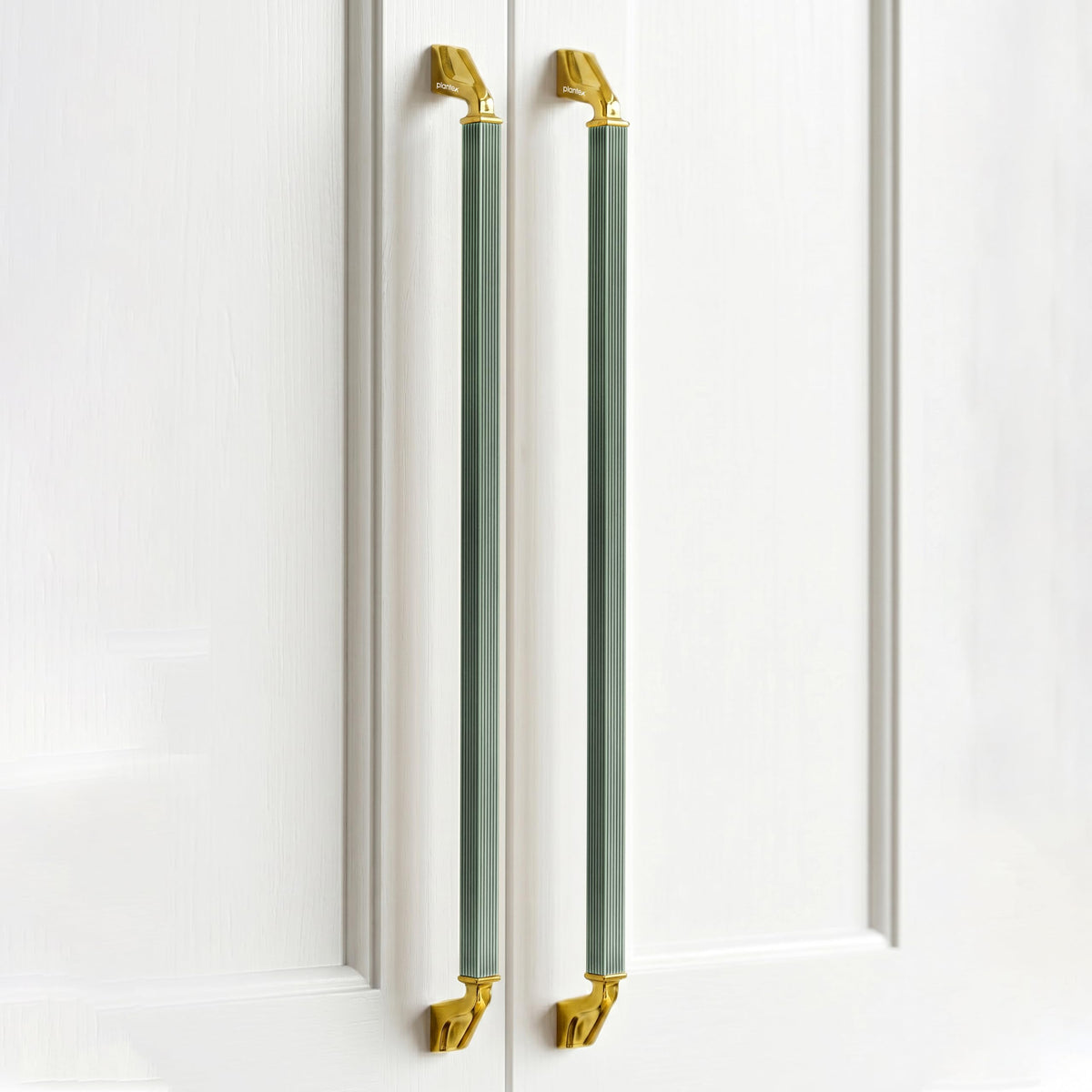 Plantex Aluminium Cabinet Handle/450mm Wardrobe Handle for Home/Cupboard Door Pull-Push Handles for Office - Pack of 1 (Green & Gold)-1