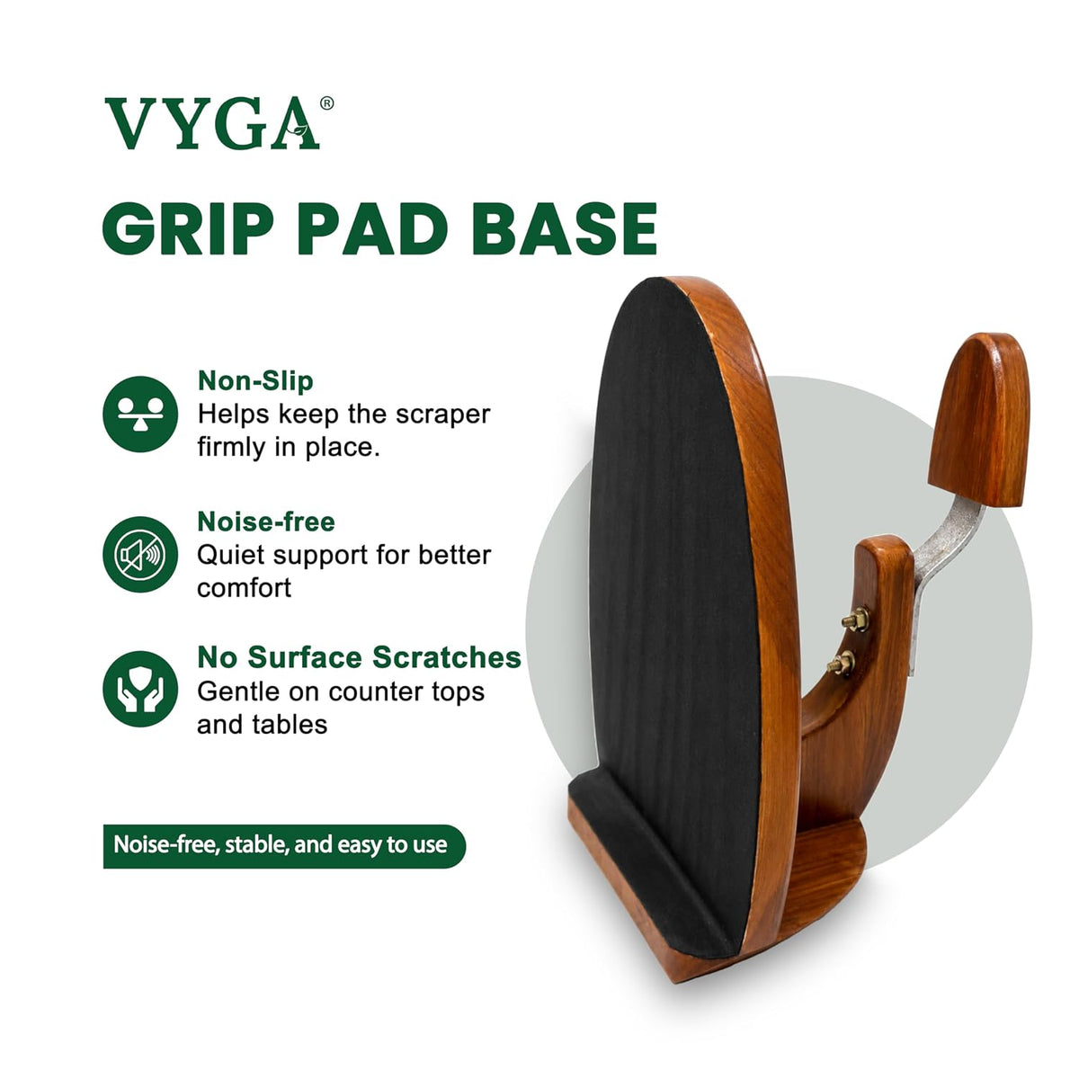 Vyga Curv Teakwood Coconut Scraper with Protection Cap