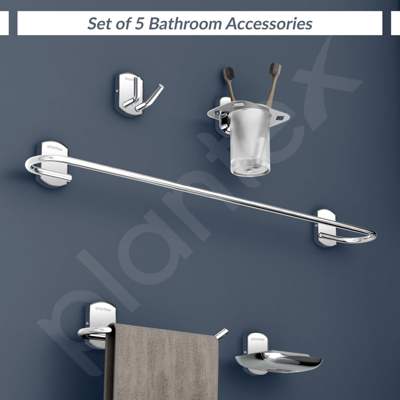 Plantex Parv 304 Grade Stainless Steel Towel Rod for Bathroom/Soap Holder/Napkin Ring/Tumbler Holder/Robe Hook/Bathroom Accessories - Chrome-6