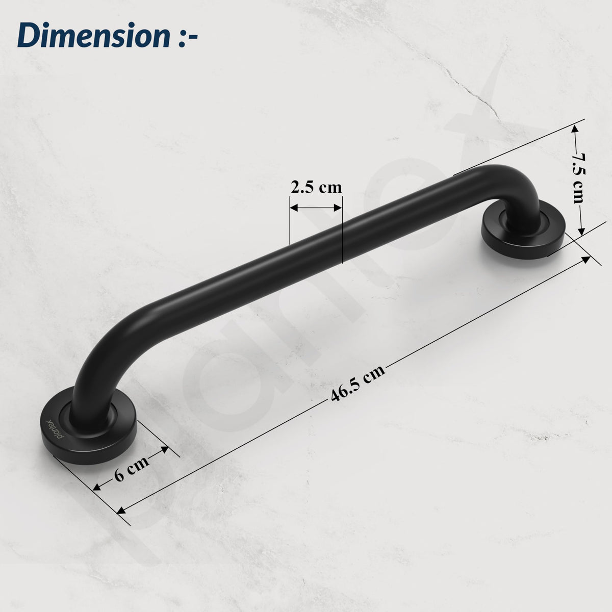 Plantex 18 Inch Stainless Steel Grab Bar for Toilet/Safety Support for Senior Citizens/Secure Bathroom Handrail/Bathroom Accessories (Black)-4