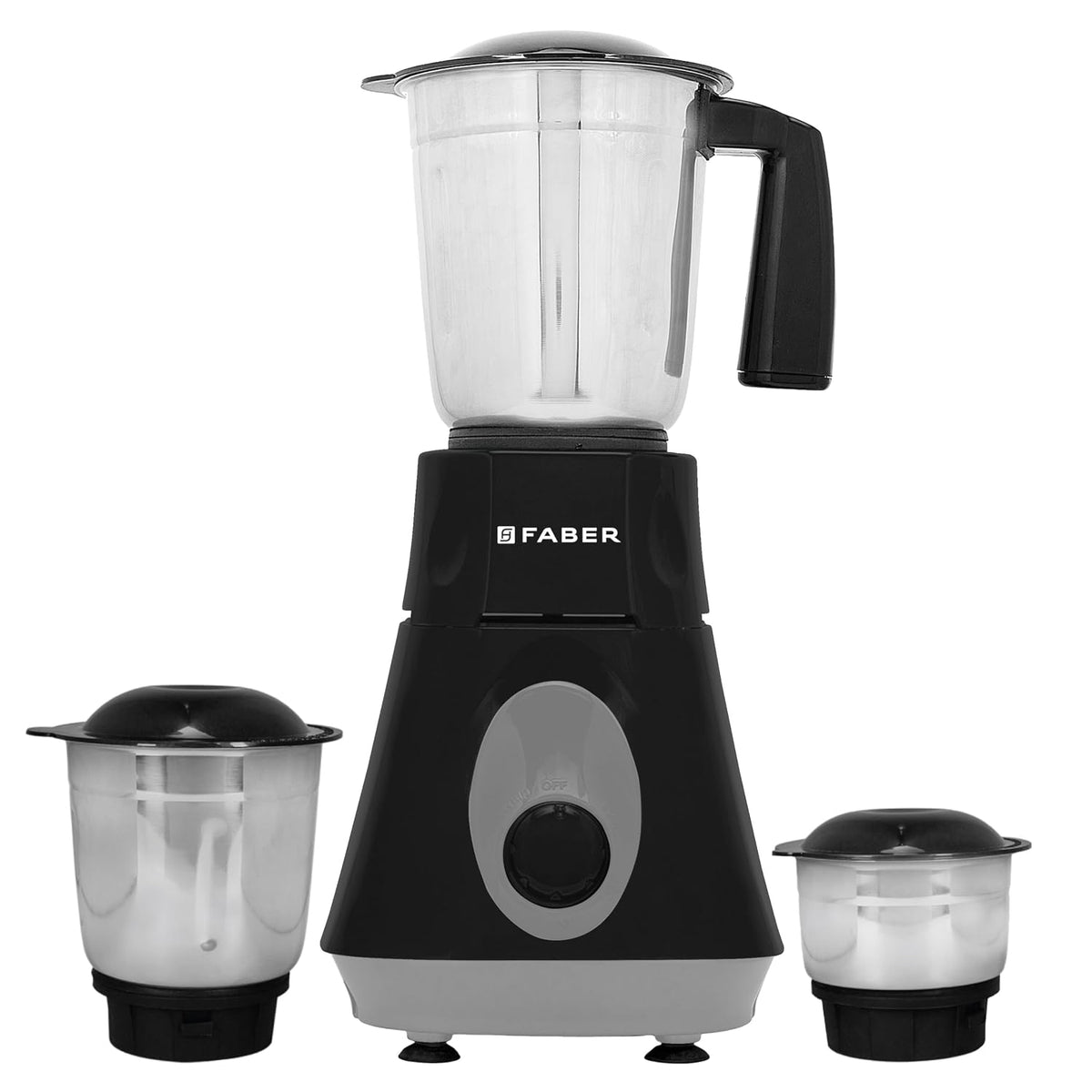 Faber Apollo Black Mixer Grinder|500w Copper Motor|3 Stainless Steel Jars & Blades|Easy to Clean| 2yrs Warranty on Produ