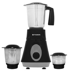 Faber Apollo Black Mixer Grinder|500w Copper Motor|3 Stainless Steel Jars & Blades|Easy to Clean| 2yrs Warranty on Produ