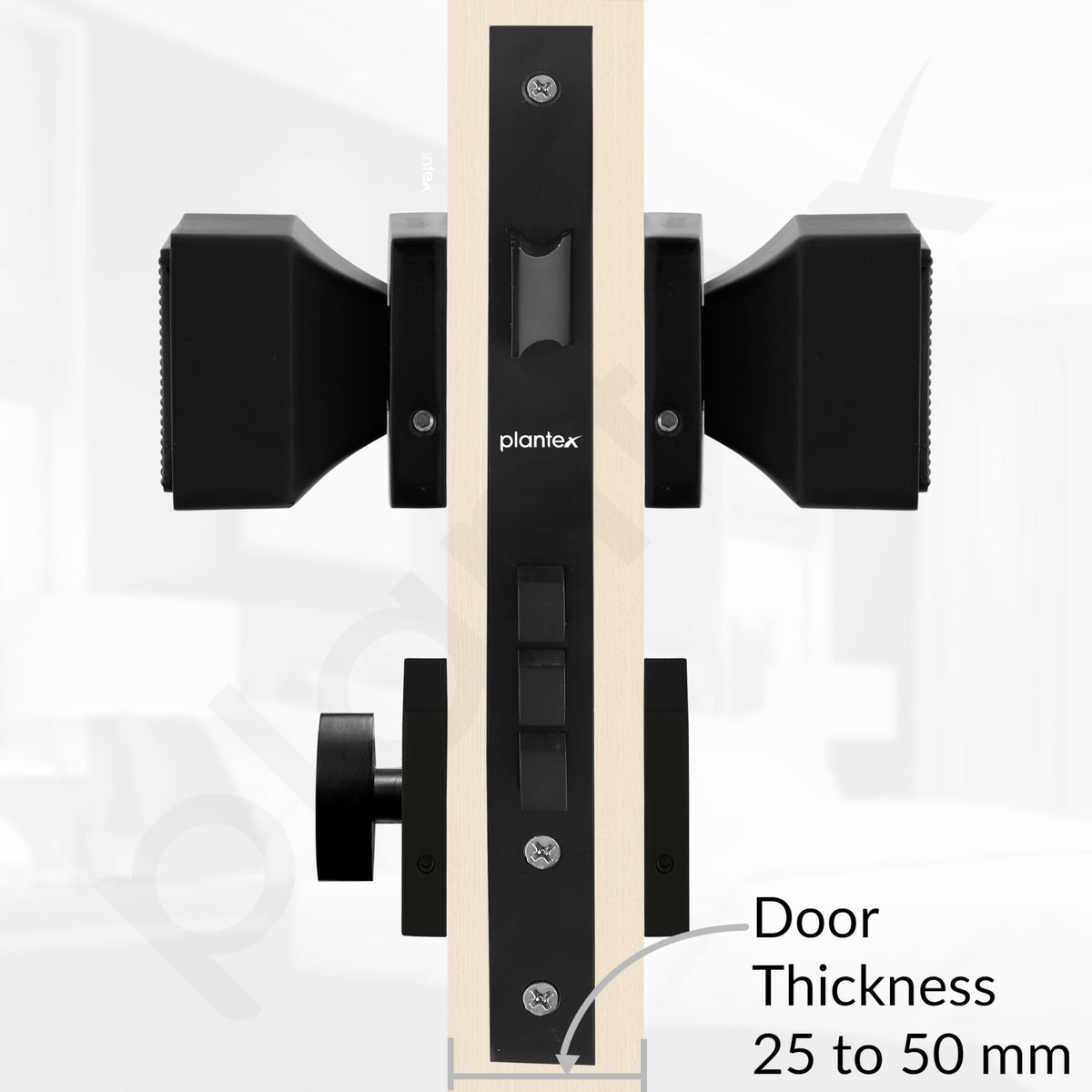 Plantex Heavy Duty Door Lock/Main Door Mortise Lock Handle/Handle Set for Home/Office/Door Accessories - (PT-011, Black)-5
