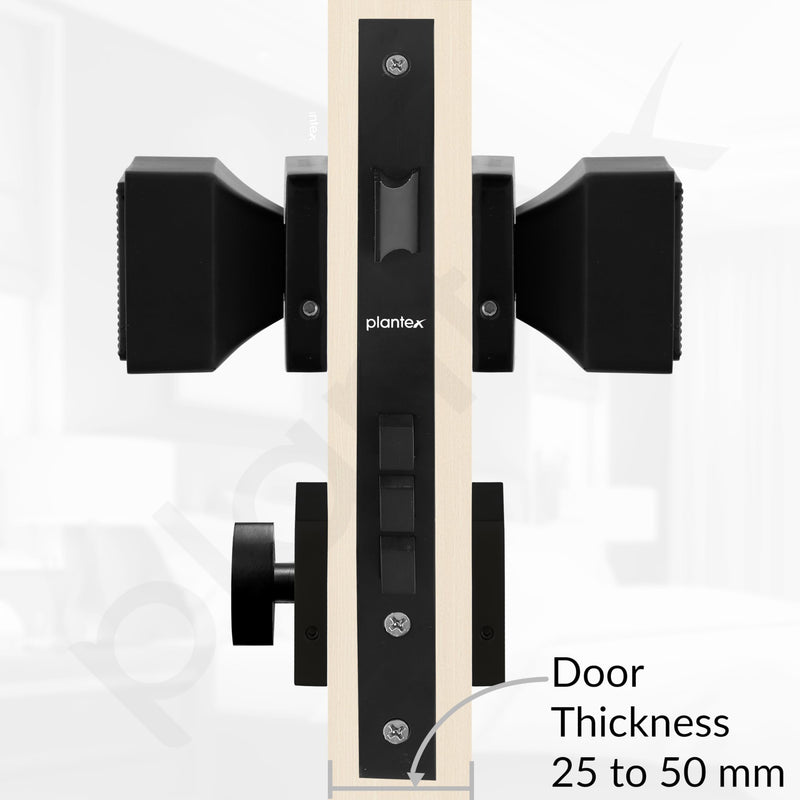Plantex Heavy Duty Door Lock/Main Door Mortise Lock Handle/Handle Set for Home/Office/Door Accessories - (PT-011, Black)-5
