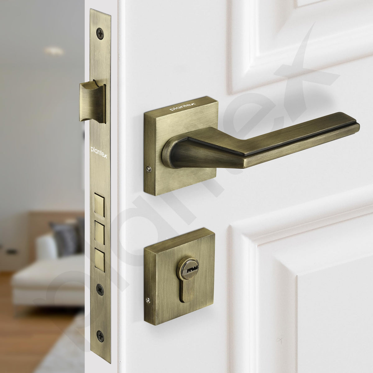 Plantex Triple Security Door Lock for Home/Main Door Lock Set with 3 Years of Warranty/Mortise Lock for Door with Brass Lock Body & Cylinder(7122 - Brass Antique Finish)-6