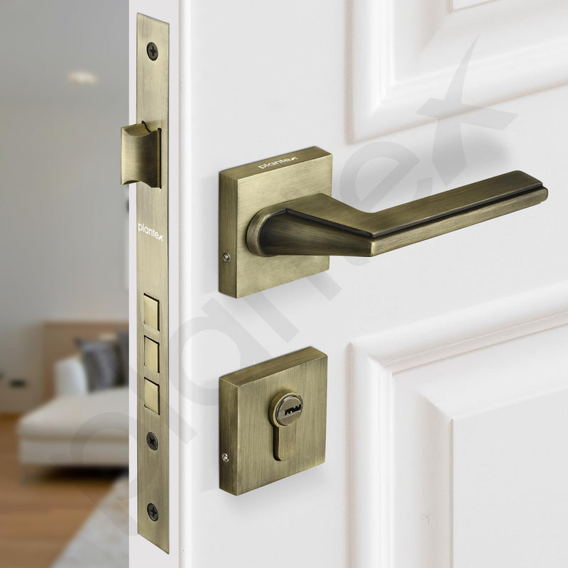 Plantex Triple Security Door Lock for Home/Main Door Lock Set with 3 Years of Warranty/Mortise Lock for Door with Brass Lock Body & Cylinder(7122 - Brass Antique Finish)-6