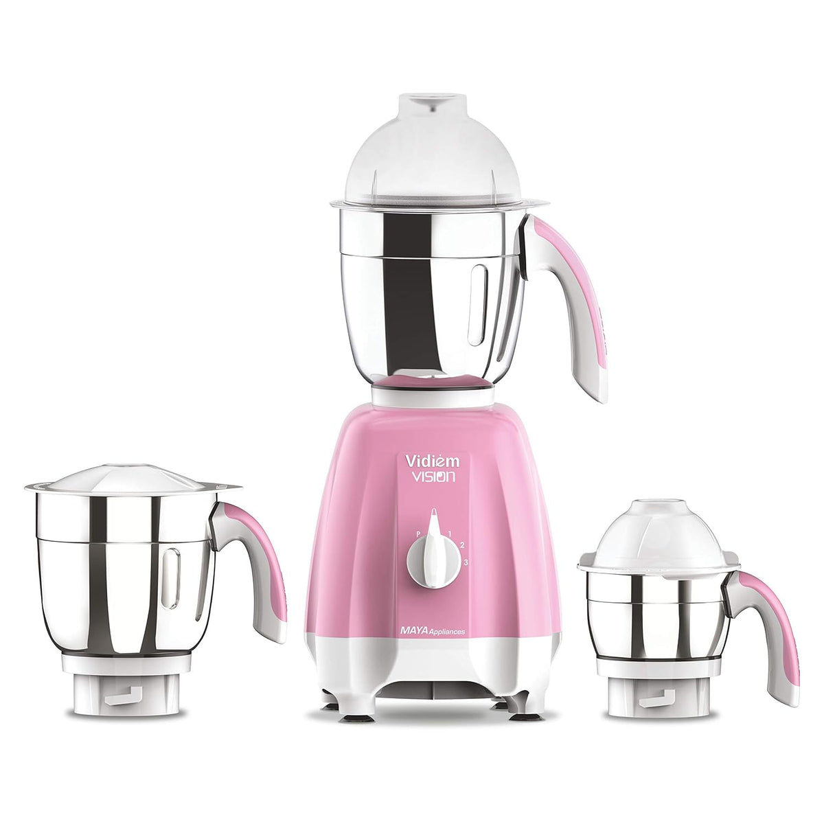 Vidiem Vision 580 A Mixer Grinder 650W with 3 Leakproof Self-Lock Jars (Pink)