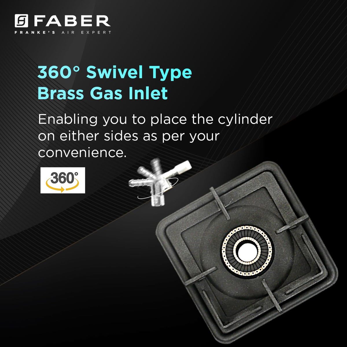 Faber Stylish 3 Brass Burners 77cm Sleek Cooktop |Manual Ignition|MS Powder Coated Pan Support|Black Glass Finish|5 Yrs 