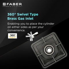 Faber Stylish 3 Brass Burners 77cm Sleek Cooktop |Manual Ignition|MS Powder Coated Pan Support|Black Glass Finish|5 Yrs 