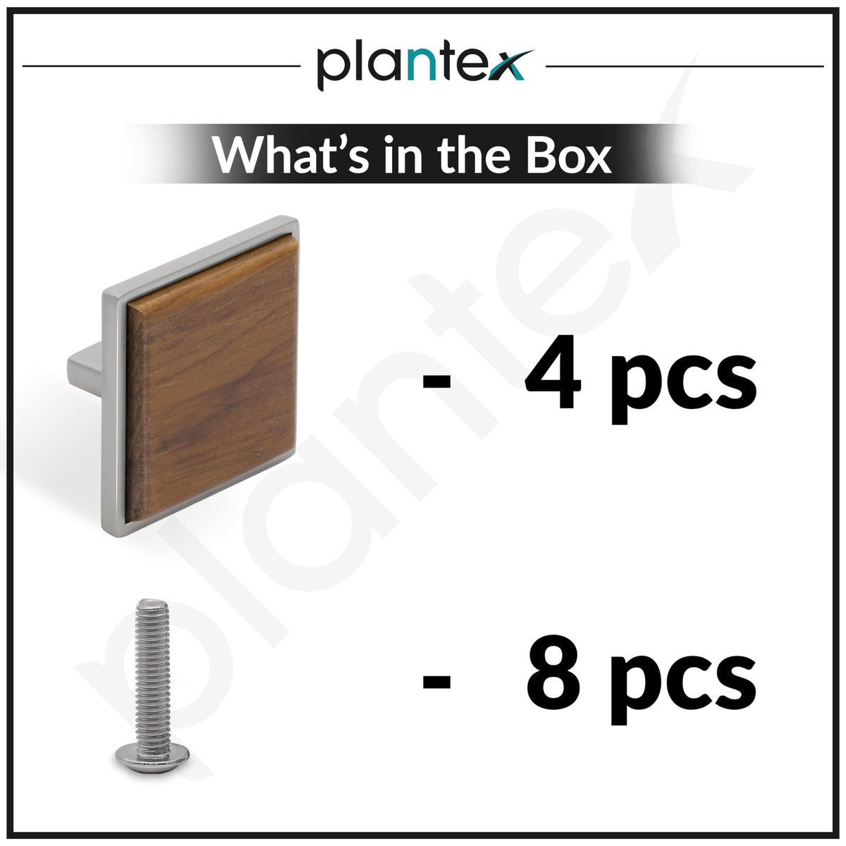 Plantex Knobs for Drawer/Square Drawer Knobs/Knobs for Cabinets/Pull-Push Knobs for Kitchen/Bedroom Drawer - Pack of 4 (Big, Satin & Wood)-5