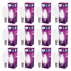 Philips 4-Watt 400-Lumen LED Frosted Candle E14 Base (Warm White, Pack of 12) - Decorative