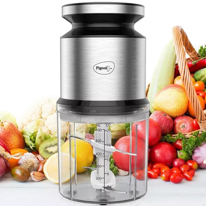 Pigeon Ultra Fast Electric 300 Watts Electric Chopper For Kitchen, Twin Blade Technology, 600 Ml 'Chop-N-Store' Plastic Bowl With Lid, Vegetable Chopper, Cutter, Chop, Mince, Dice, Whisk, Blend, Red