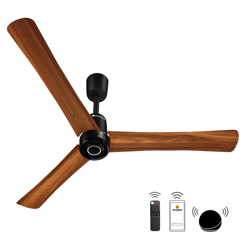 atomberg Renesa Elite Smart 1200mm Voice Enabled BLDC Ceiling Fan with Remote Control | BEE 5 star | High Air Delivery with Moonbeam LED Light | Designer Fan | 5 Year Warranty | Earth Brown