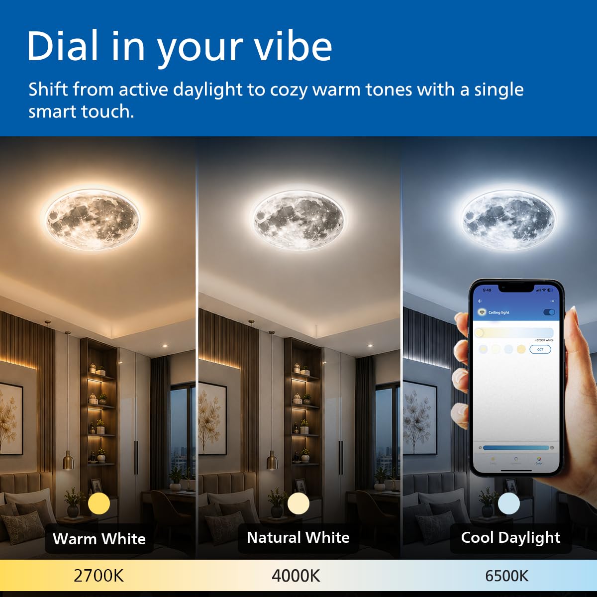 Philips Smart MoonView 22W Wi-Fi LED Ceiling Light