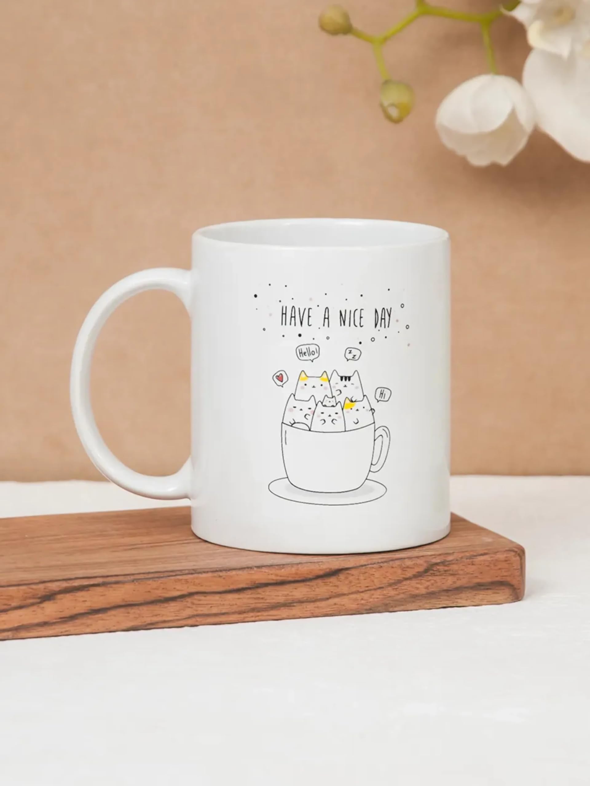 Clay Craft Fine Ceramic Printed Milk/Coffee Mug 1 Piece 360 ml (zzz Print)