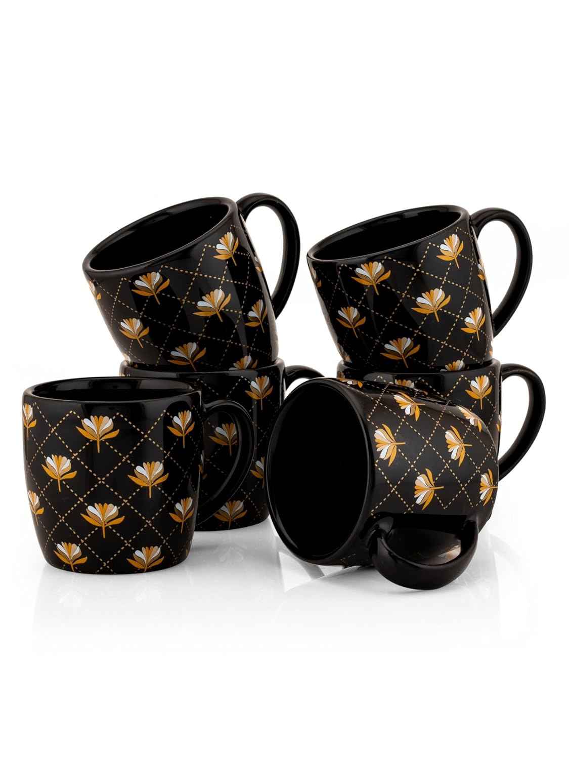 Clay Craft Fine Ceramic Tea/Coffee Cup Set of 6-200 ml Each (Pebble B301), Tea Cup Set of 6, Microwave & Dishwasher Safe, Mugs for Coffee, Cups Set of 6, Mug Set, Gift Set, Ideal for Gifting