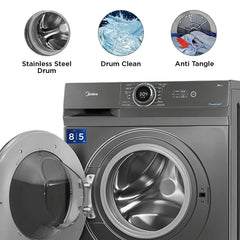 Midea 8Kg/5Kg Inverter Fully Automatic Washer Dryer (Mf100D80B/T-In, Titanium Silver, Inbuilt Heater) - Front Load