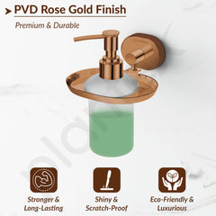 Plantex J4 Stainless Steel Liquid Soap Dispenser/Shampoo Dispenser for Wash Basin/Hand Wash Dispenser Wall Mounted/Bathroom Accessories (PVD Rose Gold Finish) Onix-5