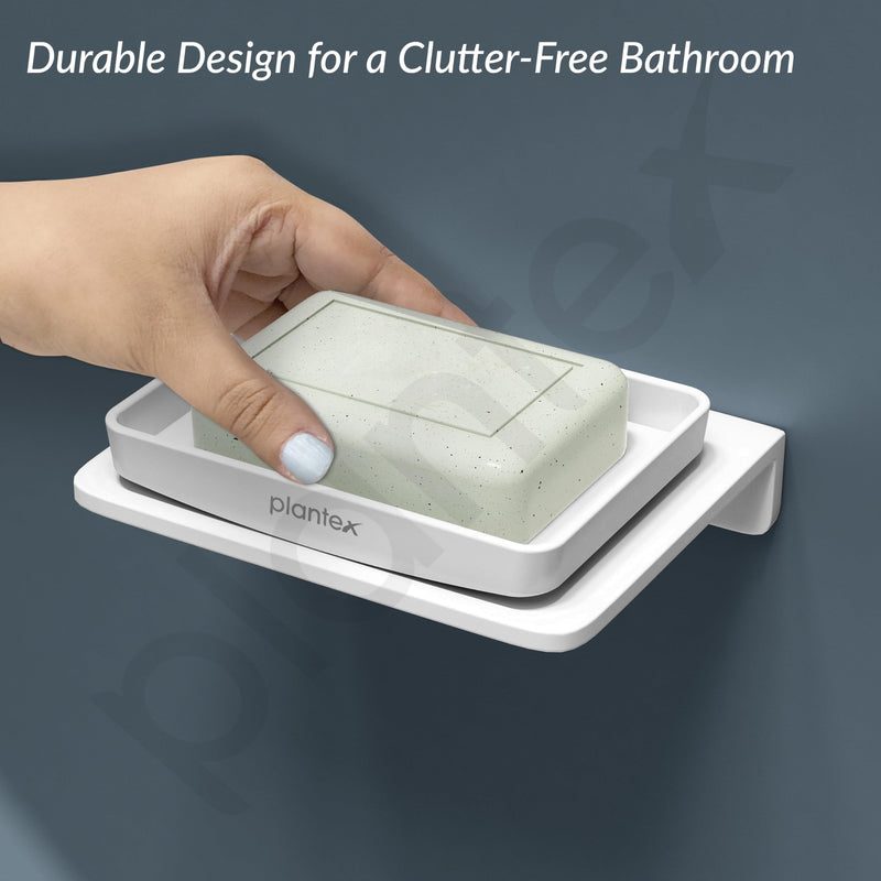 Plantex 5mm Acrylic Soap Holder for Bathroom/Wall Mounted Soap Stand/Soap Dish Holder for Bathroom - (White)-4