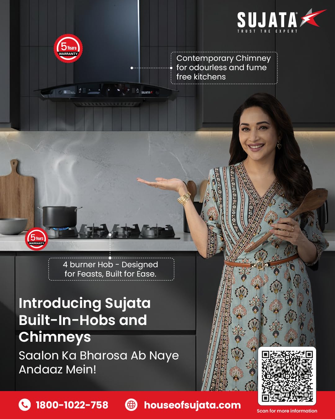 Sujata Gas Stove 4 Burners | 5 Years Warranty | 4 Burner Gas Stove Stainless Steel Auto Ignition, CookTop cum Hob Top, LPG Ready & PNG Compatible, Brass Burner (Osmium - 4 Burner Auto Ignition)