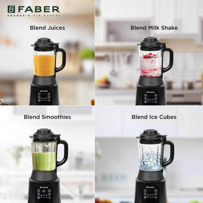 Faber 1800W Digital Power Blender Mixer Grinder |6 Auto Cook Menu|Hot Soup Maker|850W Built-in Heater|Nut Milk|Dry Grind