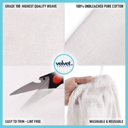 Muslin Cheese Cotton Cloth, 1x1.2 Meter, 1 Pack, Food Grade - Strainer for Cheese, Paneer, Roti Wrap, Momos, Sprouts, Juice & Idly Steaming, Crafting