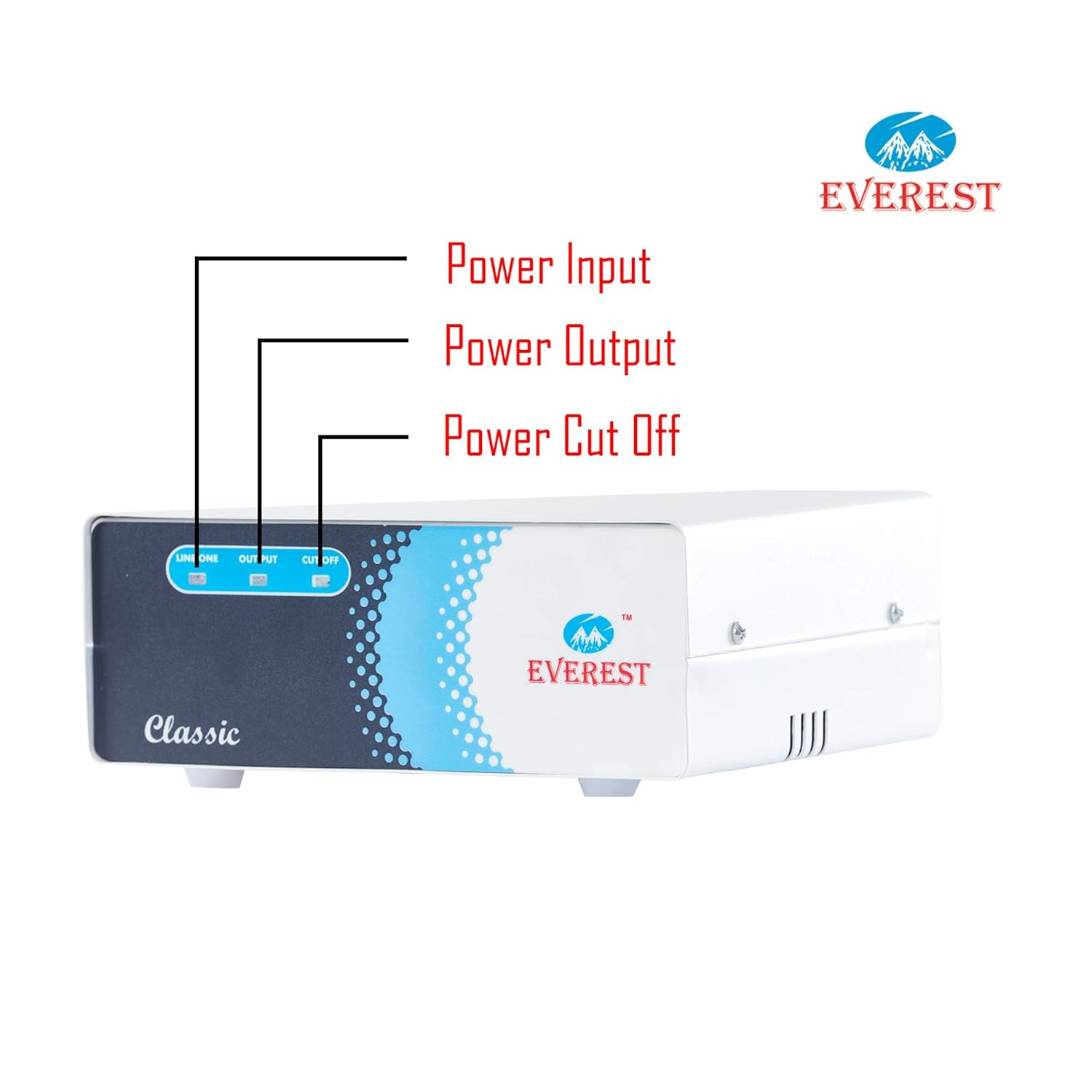 Everest ECC 100-N LED New Model Metal Body Voltage Stabilizer Used up to 72 Inches LED/Smart TV,Home Theater, Set Top Box, Blu-Ray Player (Working Range : 90 V to 290 V),White