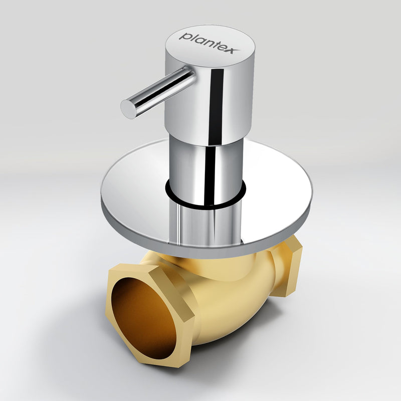 Plantex 25 mm Pure Brass Flush Valve with Teflon Tape & Brass Wall Flange for Commercial & Residential Use-7 Year Warranty (ICO-920-Chrome)-1