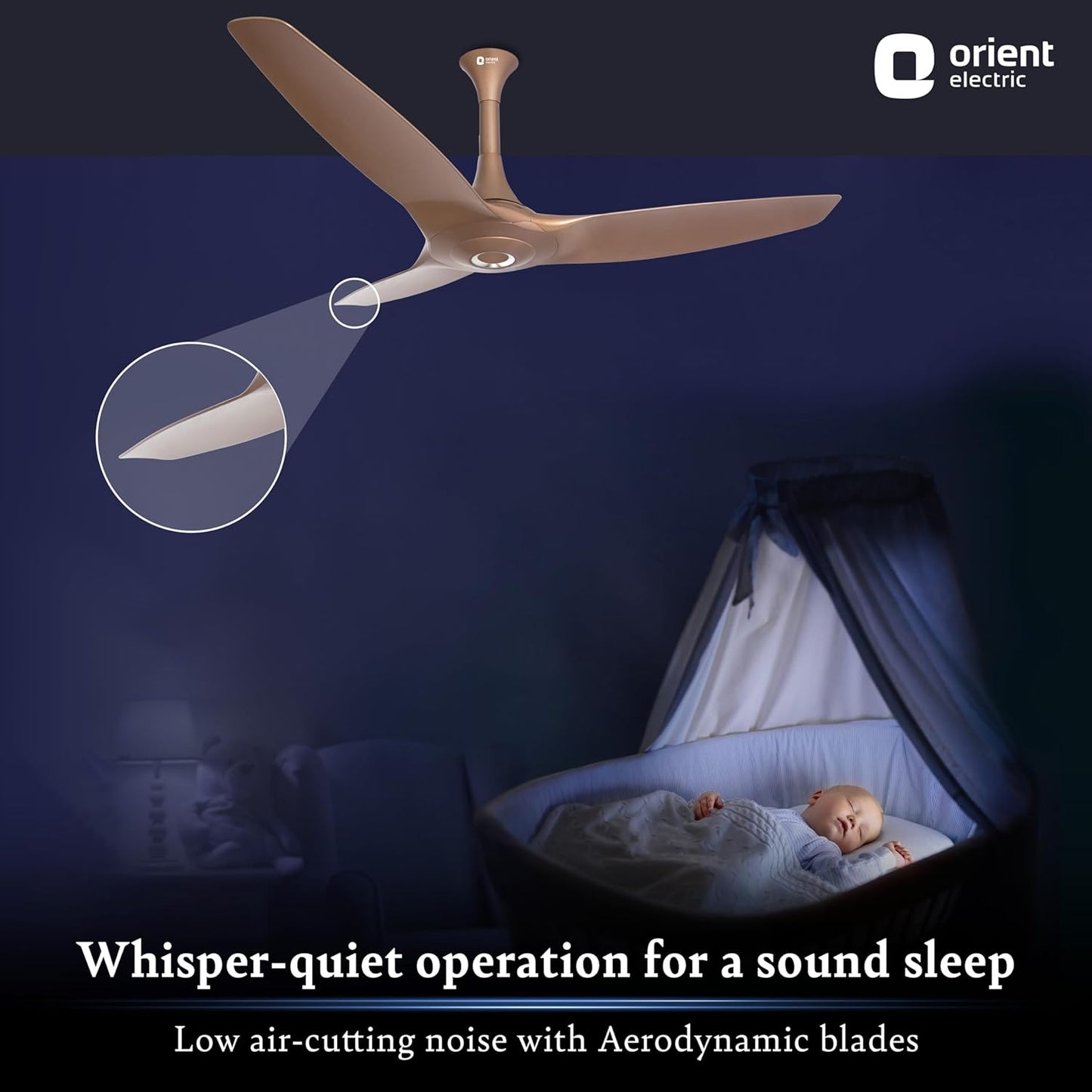 Orient Electric’s 1230 mm Aeroquiet ceiling fan |Best-in-class 18-pole motor| BEE 2-Star Rated Energy Efficient Fan | 100% Copper motor |Noiseless fans | 2-year warranty | Caramel Brown, pack of 1