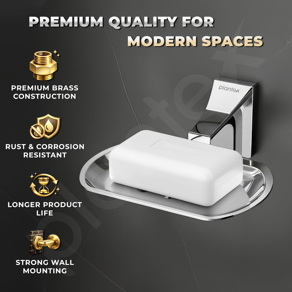 Plantex Soap Holder for Bathroom/Pure Brass Single Soap Dish/soap Stand/Soap Bar/Soap Case/Bathroom Accessories - Pack of 1 (APS-DL-03, Chrome)-2