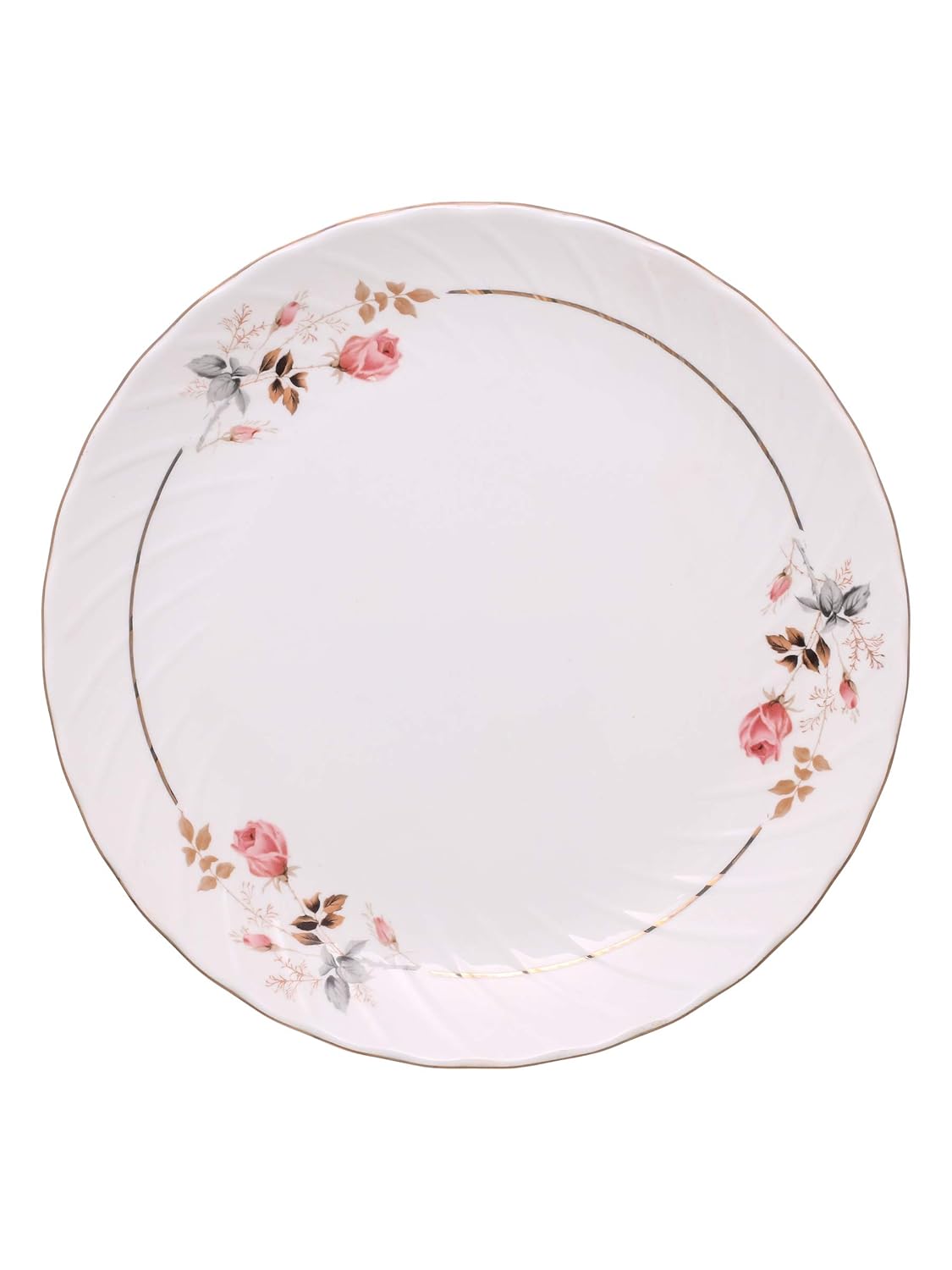 Clay Craft Fine Ceramic Floral Gold Line Dinner Set 18 Pieces, White, (MW-182), for Family of 6, Dinner Set Ceramic, Crockery Set, Dining Set for Dinner, Plates and Bowls Set, Crockery Set for Gift