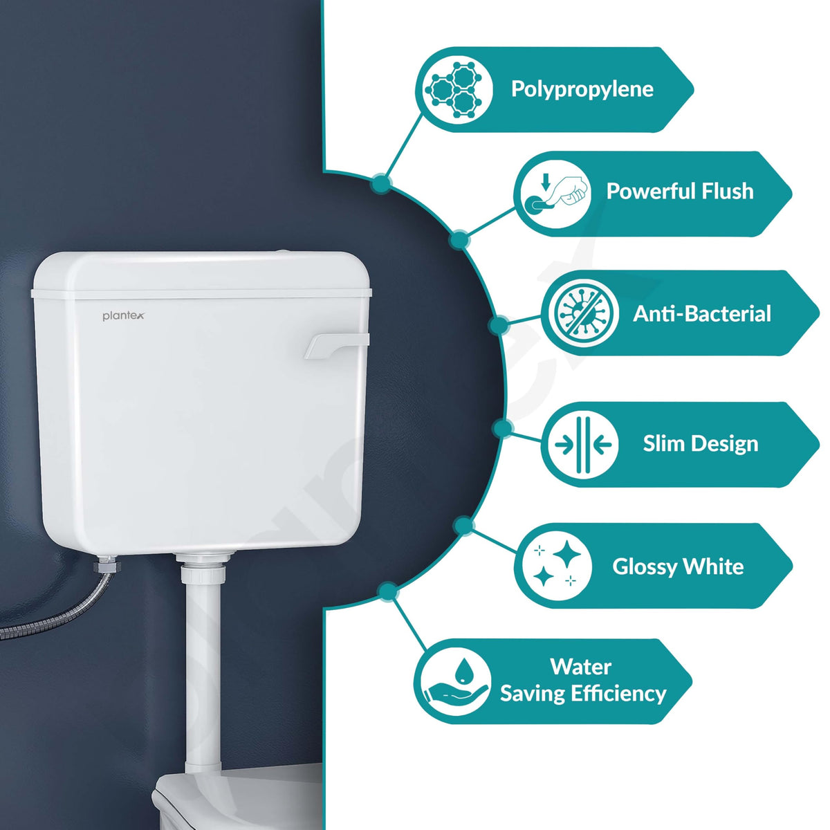Plantex Flush Tank for Toilet with 8 Ltr Water Capacity/Flushing Cistern for Bathroom/Polypropylene Toilet Flush Tank - Pack of 1 (White)-4