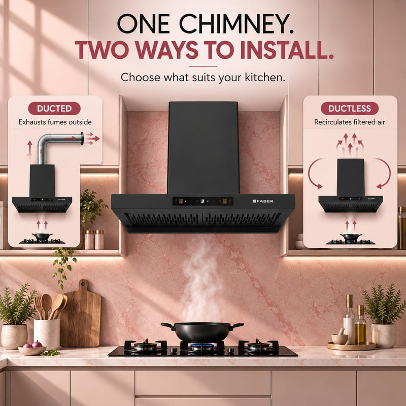 Faber Coral 90cm 1500m³/hr BLDC Autoclean T-Shape Chimney | Built In Oil Collector | Touch & Gesture Control | 12Yr Moto