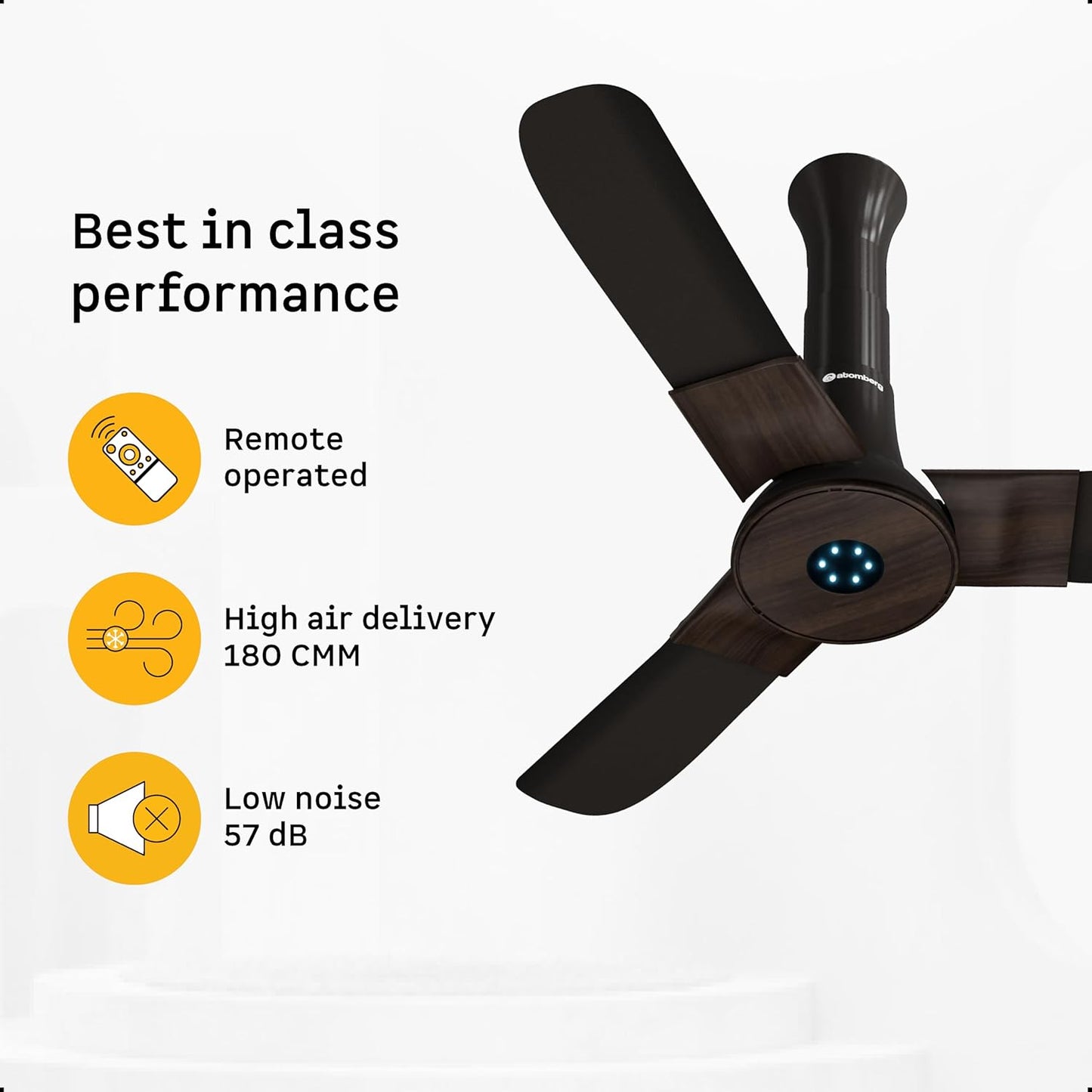 atomberg Studio+ 950mm BLDC Ceiling Fan with Remote Control | BEE 5-star Energy Efficient | New Blade Design | High Air Delivery | LED Speed Indicator | Low noise | 3 Year Warranty (Earth Brown)