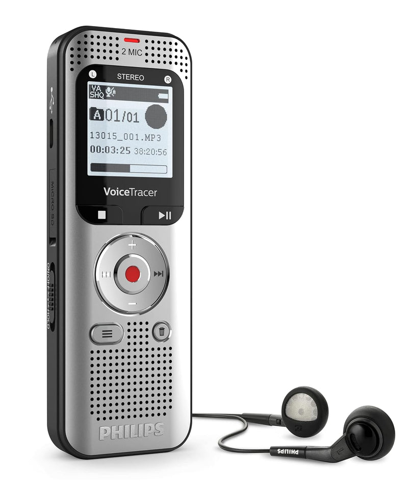 Philips DVT2015 VoiceTracer Audio Recorder, Stereo, MP3, 8 GB, Including Speech-to Text Sembly Trial