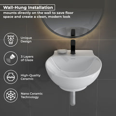 Plantex Ceramic Wash Basin/Basin for Bathroom/Washbasin with 10 Years Glaze Warranty by Plantex/Bathroom Sink for Hotel, Living Room (Glossy White/Rosy - 12 x 12.5 x 5 Inch)-2