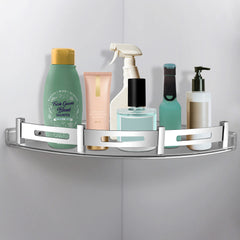 Plantex Bathroom Corner Shelf for Wall Plastic/Unbreakable Corner Stand for Bathroom with Stainless Steel Railings/Bathroom Accessories (9x9 inches, Transparent)-1
