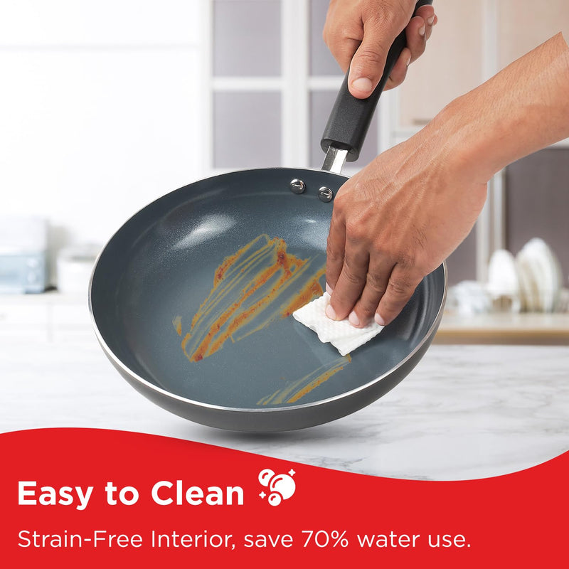 Vinod Zest Ceramica Frypan - 24 cm | Natural Stick Free Deep Pan | Stylish Handle | Toxin Free | Induction and Gas Base | Scratch Resistant | 2 Year Warranty - Black