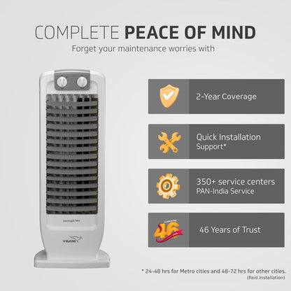 V-Guard Veemagik Neo 17 (43.5cm) Tower Fan | 1300 RPM | 2401 CFM Air Flow | (Grey White) | 18-Months Warranty