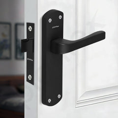 Plantex Heavy Duty Bathroom Door Lock/Mortise Handle Lock/8inch Keyless Plate Handle Set for Home/Bathroom/Store Room/Balcony/Office with Baby Latch (8132- Z-Black)-4