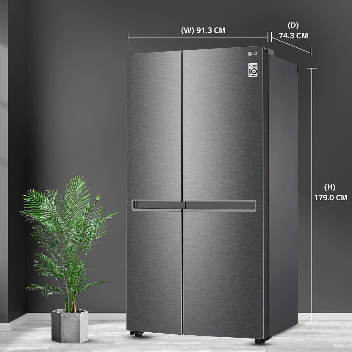 LG 688 L Frost-Free Smart Inverter Compressor Side-By-Side Refrigerator (GC-B257KQDV, Dark Graphite Steel, Multi Digital Sensors and Express)-5