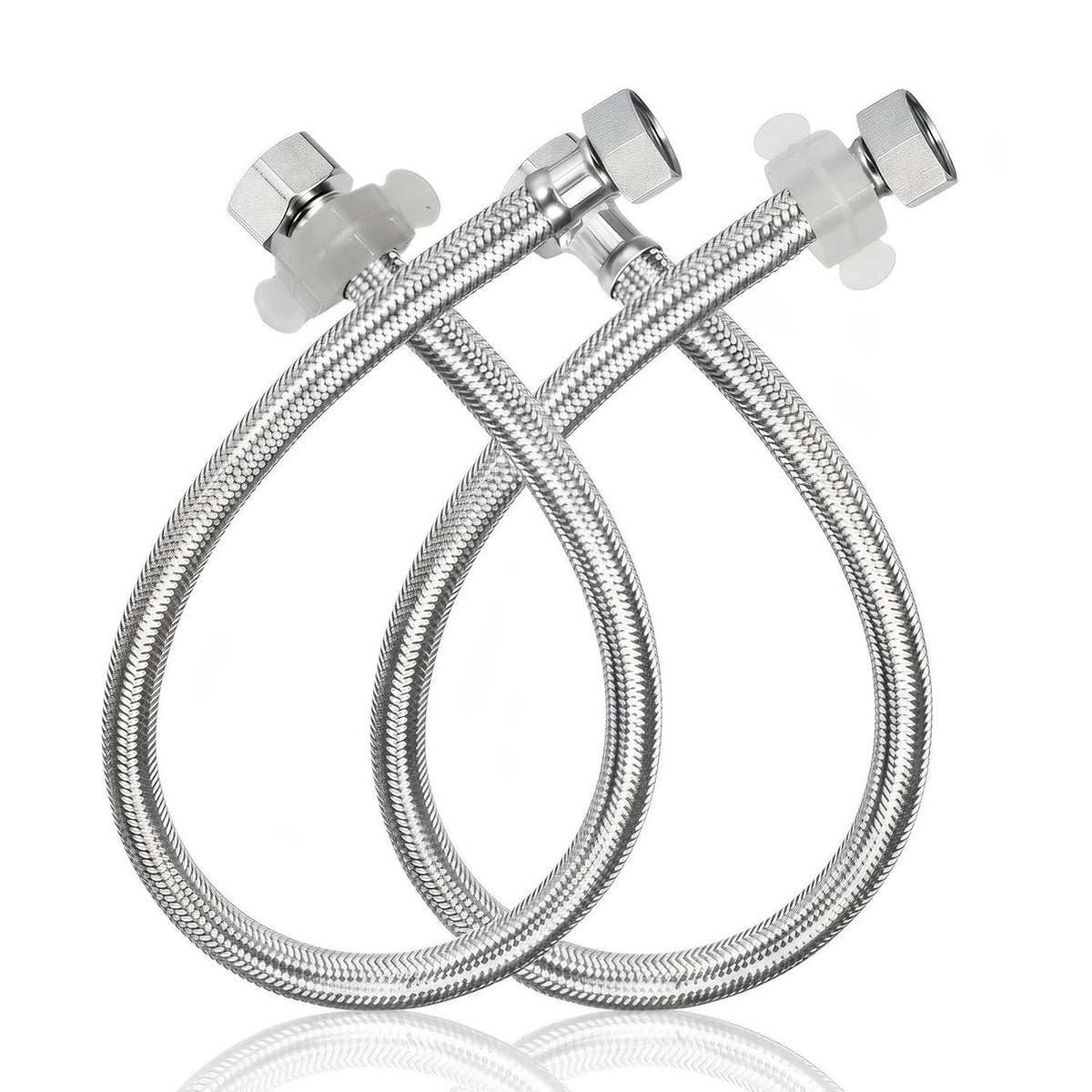Plantex Stainless Steel Leak Proof Geyser Connection Pipe | 24 Inch Hot & Cold Water Geyser Pipe | Set of 2 | G1/2 Thread | Connection Pipe for Water Heater, Mixer & Sink | Chrome(pk-2)