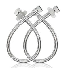 Plantex Stainless Steel Leak Proof Geyser Connection Pipe | 24 Inch Hot & Cold Water Geyser Pipe | Set of 2 | G1/2 Thread | Connection Pipe for Water Heater, Mixer & Sink | Chrome(pk-2)-1
