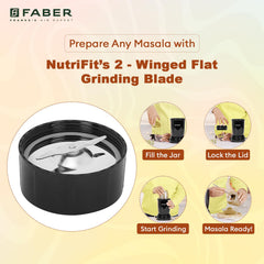 Faber Sportz 2-in-1 Nutrifit Nero Blender Mixer Grinder - 400W, 100% Copper Motor, Detachable SS Blade, 500ML & 300ML Ja