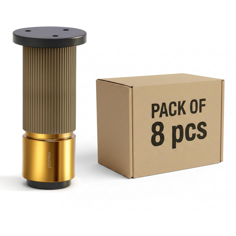 Plantex 4 Inch Sofa Leg for Bed Furniture/Aluminium Sofa Leg for Table/Support Legs/Furniture Leg - Pair of 4 (8 Piece) (DTS-77, Brass Antique & Gold)-1